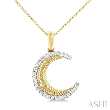 Diamond Edge Fluted Crescent Moon Pendant